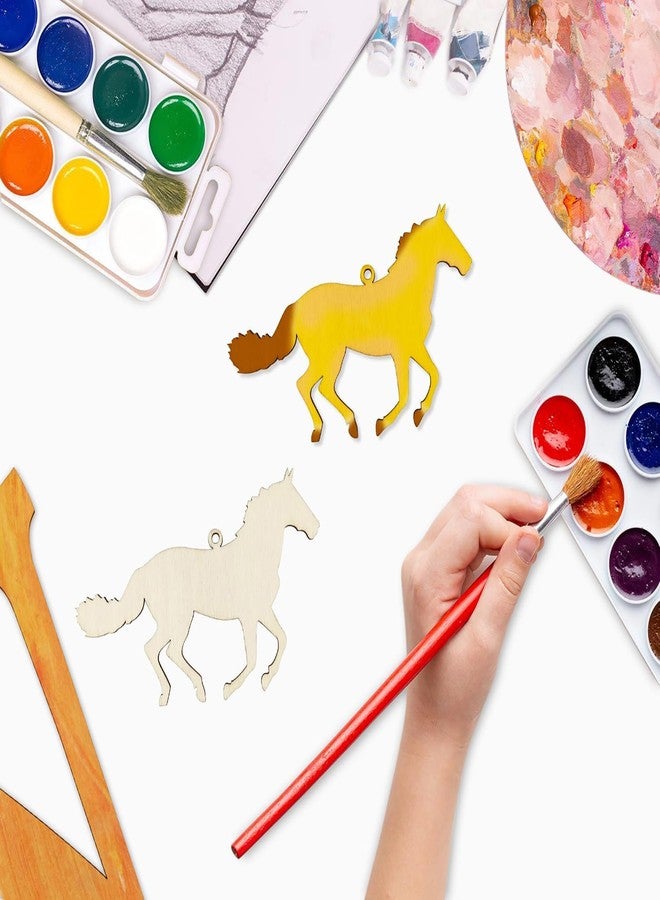 Cliths Pack of 10 Pcs Wooden Running Horse Cutouts, Unfinished Wood Horse Ornaments for DIY Crafts, Painting, Party Decorations, Gift Tags, Home Decor - Image 3